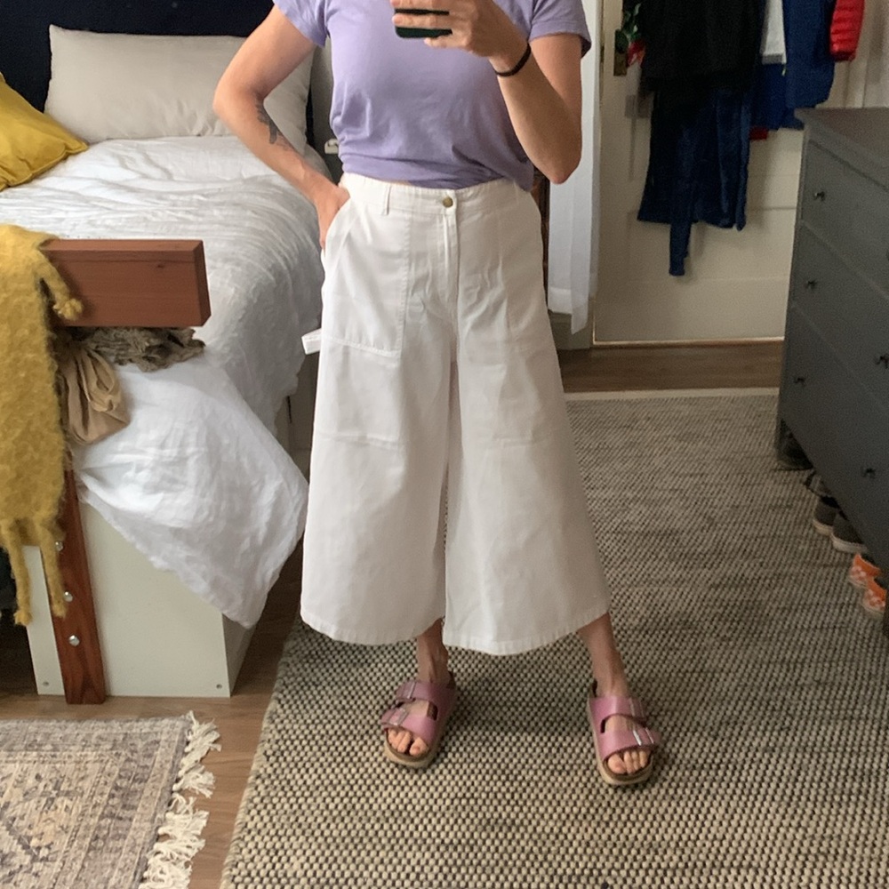 NWOT Wide Leg Painter Pants in white